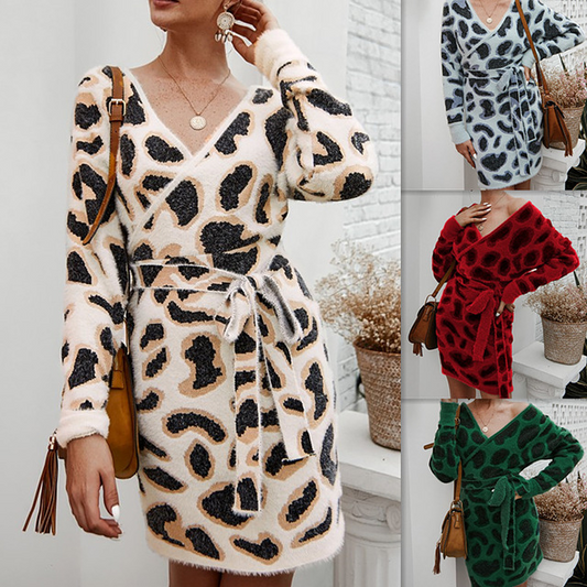 Leopard print dresses with long sleeves - Pretty Girl Stuff