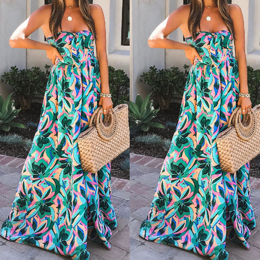 Women's Elegant Print High Waist Wrap Jumpsuit - Pretty Girl Stuff