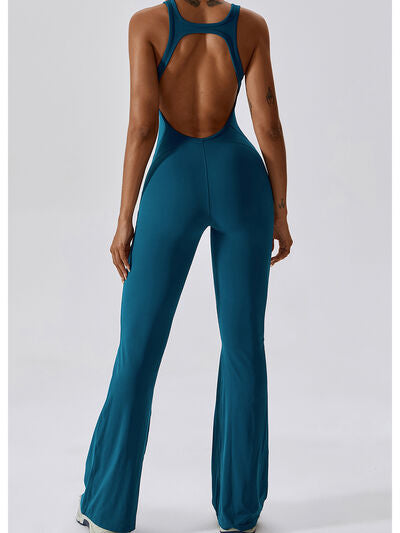 Cutout Wide Strap Bootcut Active Jumpsuit - Pretty Girl Stuff