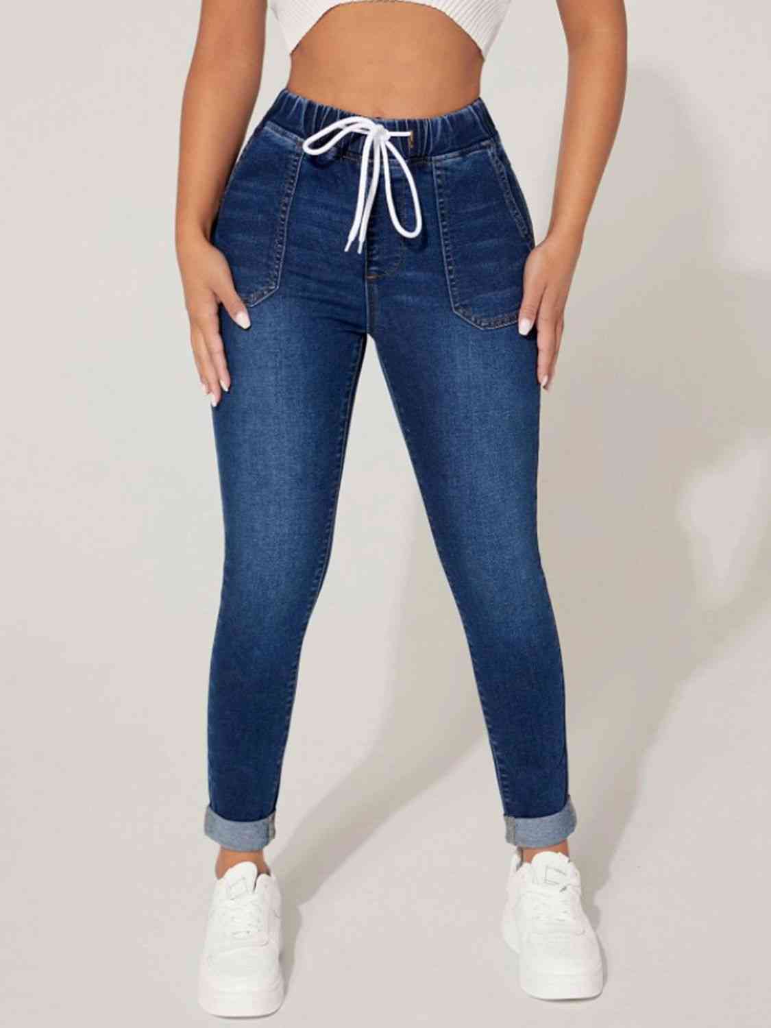 Drawstring Cropped Jeans - Pretty Girl Stuff