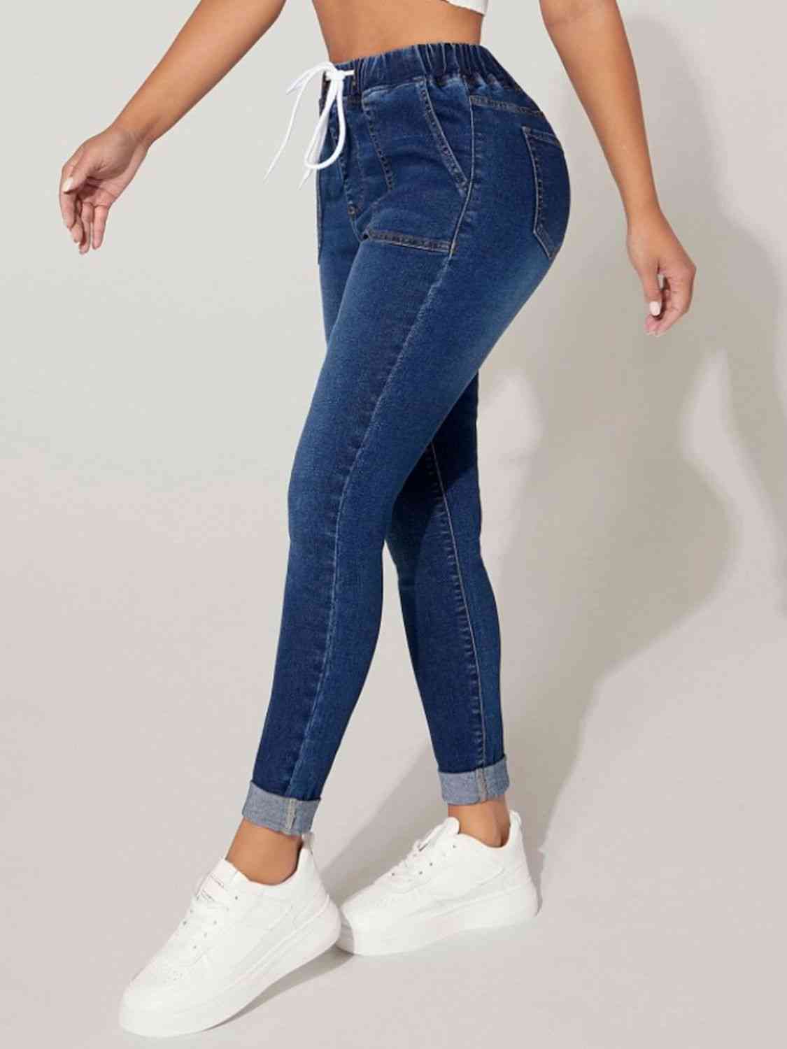 Drawstring Cropped Jeans - Pretty Girl Stuff