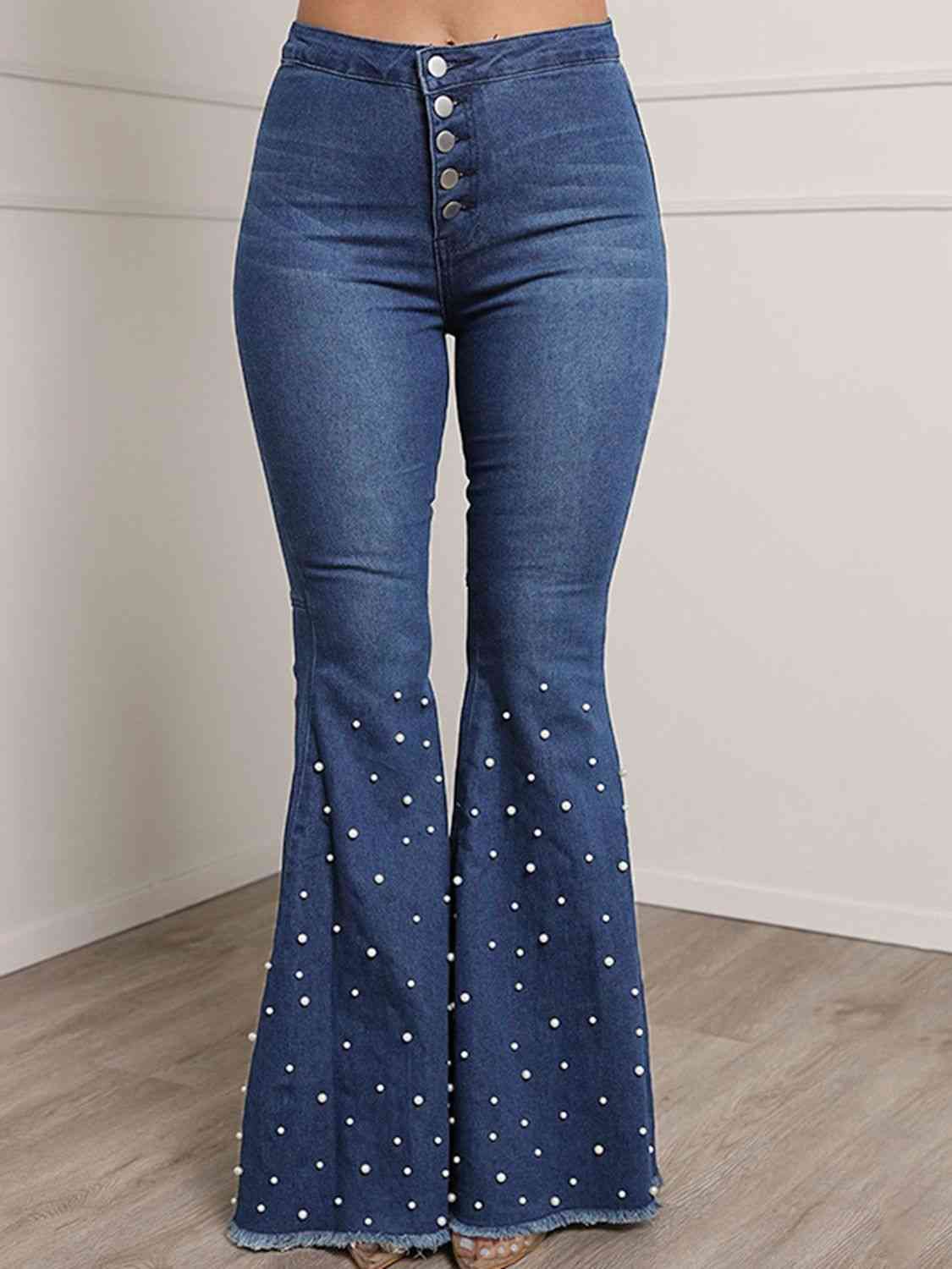 Button Fly Flare Jeans - Pretty Girl Stuff