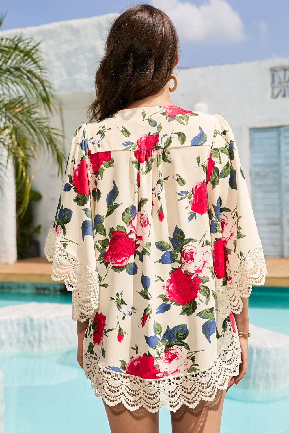 Floral Print Flounce Sleeve Cardigan - Pretty Girl Stuff