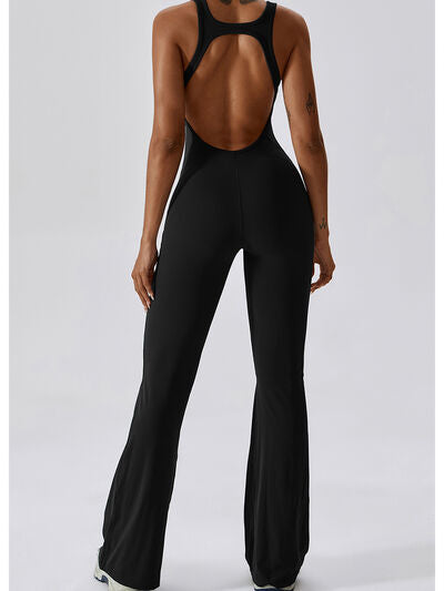 Cutout Wide Strap Bootcut Active Jumpsuit - Pretty Girl Stuff