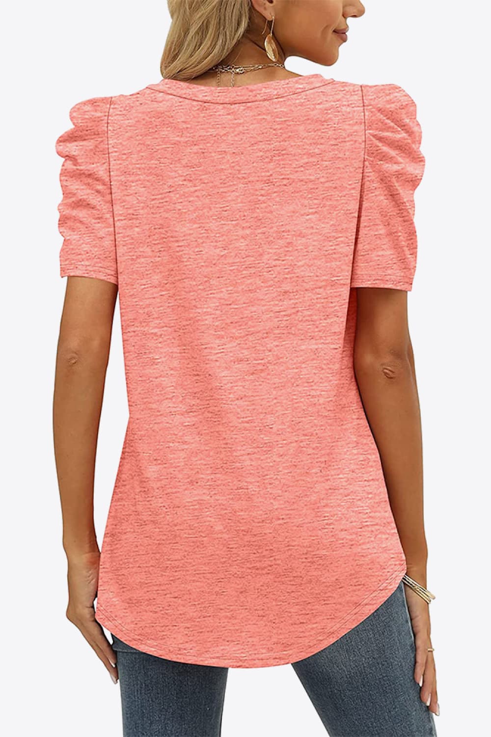 V-Neck Puff Sleeve Tee - Pretty Girl Stuff